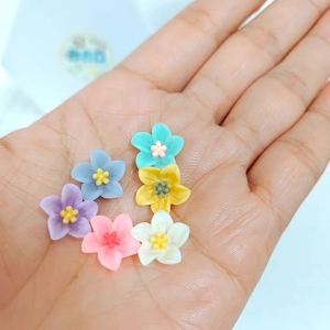 10pcs 树脂花 双色五瓣花 手工饰品材料 奶油胶手机壳咕卡发夹发绳配件 Resin Bunga Floral Cream Glue Diy Accessories Deco Casing Hairclip Guka Earring Art Craft Handcraft Handmade Jewelry Material DC864 DND