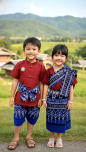 ชุดคู่ลาวเด็กชาย เด็กหญิง ชุดอีสานเด็กหญิง ชุดอีสานเด็กชาย ชุดอาเซียนลาว เด็กชายเด็กหญิง