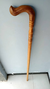 Tongkat Jalan Kayu Kelor Emas Motif Payung Profil Bubut C11