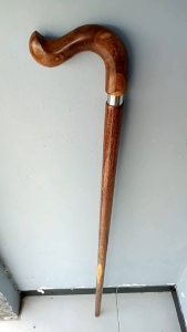 Tongkat Jalan Kayu Kelor Emas Variasi Cincin C08