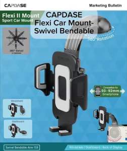 CAPDASE FLEXI II Sport Car Mount / รุ่น Bendable Arm-158 / ขาจับโทรศัพท์ในรถแบบหนีบ ขาดัดงอได้