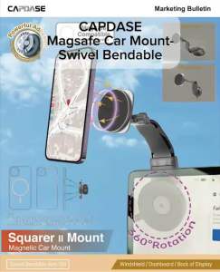 CAPDASE Squarer II Magnetic Car Mount / รุ่น Bendable Arm-158 / ขาจับโทรศัพท์ในรถแบบแม่เหล็ก ขาดัดงอได้