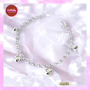 🌈AAbaby Galleries AA460 Original Baby Silver Anklet Bracelet Mickey & Round Bells Rantai Kaki/Tangan/Gelang Kaki Bayi/Kanak
