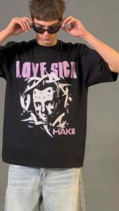 Hakii เสื้อยืด คอกลม สีดำ Heavy Cotton 100% Oversized Black T-Shirt