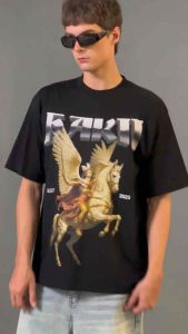 Hakii เสื้อยืด คอกลม สีดำ Heavy Cotton 100% Oversized Black T-Shirt