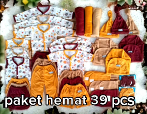 PAKET HEMAT 39 PCS  BAJU BAYI BARU LAHIR PUTIH KOMBINASI