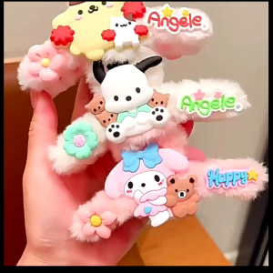 Jedai Rambut Bulu Lembut Motif Kartun Panjang Jepit 12cm & Jepitan Rambut Korean Style Lucu