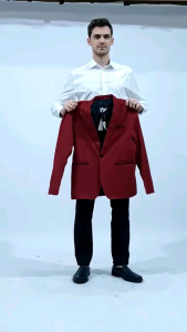 Jas Pria Keren 2023 Korea Style Slim Merah Marun