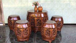 SET KURSI GENDANG JATI KURSI 4+1MEJA
