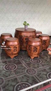 SET KURSI TERAS GENDANG / KENDANG JATI KURSI 5 + MEJA