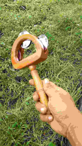 1 pcs alat musik tradisional tamborin gagang bahan kayu krecekan mainan jadul