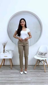 Celana Chino Wanita Celana Formal Wanita Kain Katun Stretch Celana Kantor Wanita