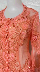 set kebaya pesta kebaya lengan 7/8 kebaya salmon