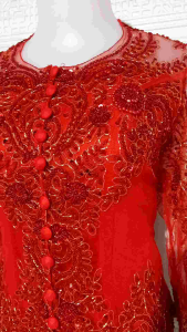 Set Kebaya Pesta Kebaya Merah Lengan 7/8