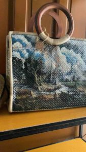 Indo hand painted bag by our great artist with unique design/ hand painted pandan bag/ Bayong bag/ Native bag