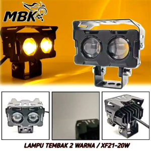LAMPU TEMBAK SQL 2 MATA LED SUPER TERANG 2 WARNA PUTIH-KUNING UNIVERSAL MOTOR