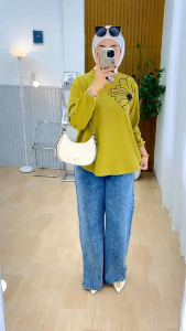 atasan wanita kaos knit rajut import bordir