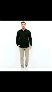 Kemeja Pria Polos Lengan Panjang HM slimfitt//Kemaja Casual Pria//Kemeja putih pria