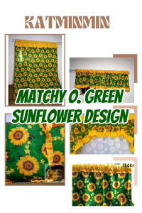 1 ROYAL BLUE SUNFLOWER MATCHY MATCHY CURTAIN (DOUBLE PANNEL HALF CURTAIN TAPAL VALANCE MSP VALANCE SINGLE PRINTED DOOR PILLOW CASE)