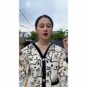 PARIROO CARDIGAN WANITA MOTIF CAT FULL PRINT BAHAN PREMIUM FLEECE / OUTER KARDIGAN TERBARU KEKINIAN ALA KOREAN STYLE
