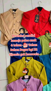 Kemeja Polos Panjang Anak Laki Import 5-20 thn Hem Katun Anak Tanggung / Remaja Biru MaroonCream