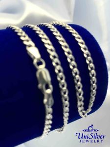 Unisilver 925 Sterling Silver Curb Chain Mens Necklace (MNB12)