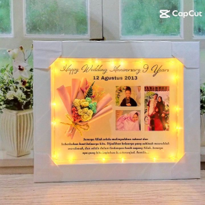 30x25cm lampu hias buket bunga edelweis LED scrap box bingkai frame pigura foto popup 3D hadiah kado gift hampers custom ultah ulang tahun anniversary valentine wisuda wedding hari ibu guru Natal kelulusan unik Aesthetic
