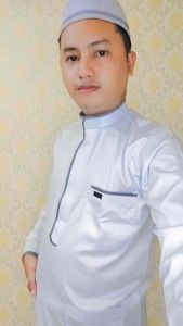 koko original Saudi Polyester Import lengan panjang putih les Abu - abu / Baju Pria Muslim Elit Mewah Berkelas dan Berkualitas Alghin Exclusive 34