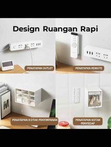 Holder Stop Kontak Gantungan Colokan Listrik Double Tape Hook Tempel Meja Dinding Remote Ac Soket Serbaguna