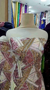 BAHAN/KAIN TILLE STRECH SQUIN ABSTRAK TERBARU/TILLE SQUIN Motif