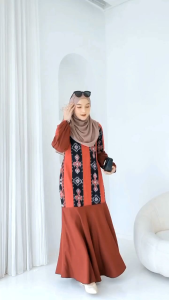 (READY STOCK) AR Official - Kafia Dress Gamis Tenun Dress Kondangan Dress Batik Tenun