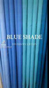 Plain Curtain Blue Shade 5-10ft sold per piece (8 holes/rings)