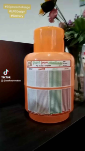 LPG Gas Tank Coinbank (Pink Red Yellow Orange) - Pretend Playset for Storing Paper Bills (100 50 500 1000 Pesos)