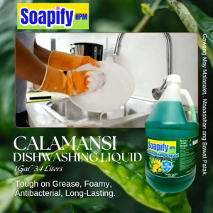 Soapify HPM 1 Gallon Calamansi Dishwashing Liquid – Long-Lasting Formula Powerful Grease-Cutting Action Gentle on Hands Sparkling Clean for Plates Pots & Pans