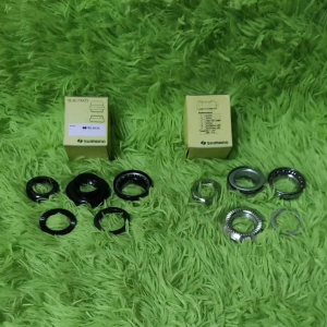 Shimano headset head parts black white standard threaded ball bearing headset. || Nikyo standard headset || Neco Integrated headset and Neco TAPERED headset