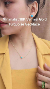 Turquoise Necklace Womens 18k Gold Plated Extender Emerald Necklace