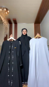 Amora Dress - Set Gamis 2 in 1 Inner Dan Outer Bahan Crinkle Airflow