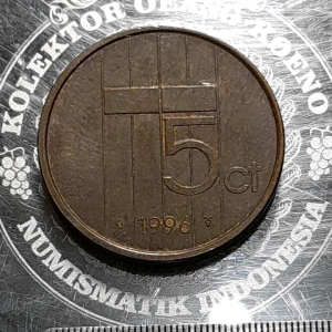 Koin Nederland kuno Koleksi klasik 5 cent BEATRIX Tahun 1996 BEKAS