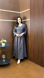 DRESS ELOISE//DASTER LENGAN 7/8 MOTIF KEKINIAN//DRESS ALUNA PANJANG TERBARU HAWET