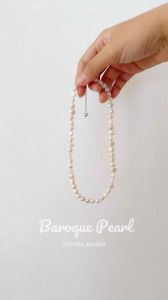 (KHÔNG GỈ) Vòng cổ hạt trai thô nước ngọt Choker Baroque Pearl dây chuyền dáng ngắn hạt châu