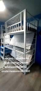 Bunk bed customize for 3kids bed room singapore /kidsbed/kids bed room/Custom-made three-tier bunk beds/