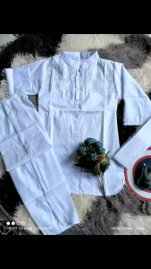 Setelan Koko Putih Anak Laki-Laki Usia 1th-15th Bonus Kopiah Bahan Katun
