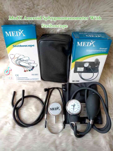 MEDX Aneroid Sphygmomanometer With Stethoscope Black