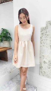 เดรสแขนกุดผ้าทวีตญี่ปุ่น - Miso Dress - Chou Cream