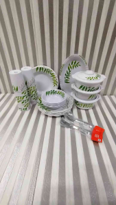 Mellamine plate setMakapal 12 pcs plates12 pcs cups6 pcs bowl12 pcs spoon12 pcs fork3 pcs