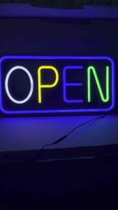 ป้ายไฟ ป้ายไฟร้าน ป้ายไฟตัวอักษร ป้ายไฟวิ่ง ป้ายไฟled ป้ายไฟopen พื้นดำสลับสี-950บ