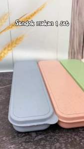 Sendok Jerami Set L4 Garpu Sumpit Travel Alat Makan Souvenir Free Box