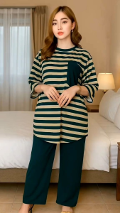 TERBARU ONESET AUFAA MOTIF SALUR WANITA DEWASA JUMBO BUSUI FRIENDLY SETELAN BAJU CELANA TERMURAH COD