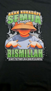 KAOS RAGLAN PRIA SABLON AKAN KUHADAPI SEMUA DENGAN BISMILLAH / KAOS RAGLAN PRIA LENGAN 3/4 ATASAN PRIA / KAOS MURAH / KAOS DISTRO / KAOS SIMPLE / T-SHIRT PRIA