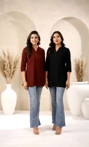 [Ready SG Stock] Black Cotton Blend Solid A-line Only Top for Women[ Casual Indian Dresses ]